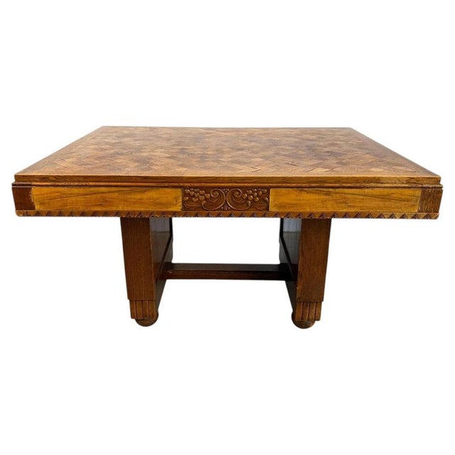 Oak Marquetry Dining Table, France, 1940s For Sale - Image 13 of 13
