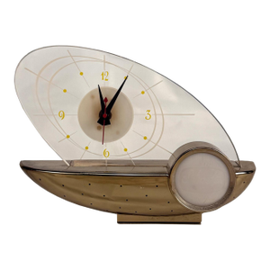 Mid-Century Atomic Gold & Lucite Mantle Sailboat Clock