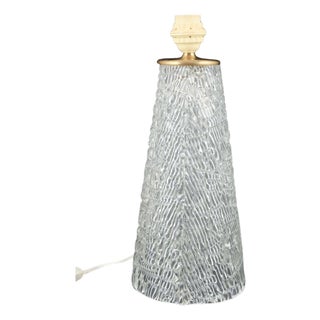 Conical Table Lamp in Clear Crystal Glass and Brass by Carl Fagerlund for Orrefors, Sweden, 1960s For Sale