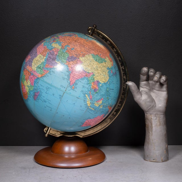 Wood Mid-Century Replogle 12 Inch World Globe c.1950 For Sale - Image 7 of 7