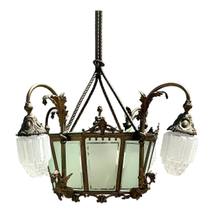 Vintage Deco Bronze Dragon Chandelier