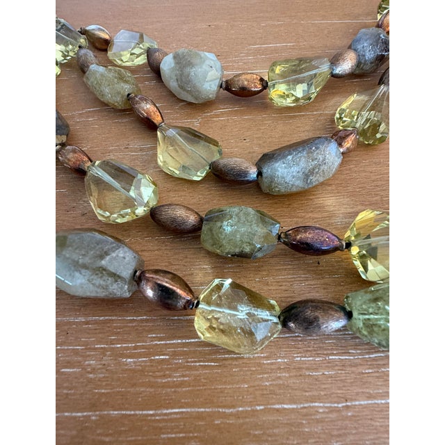 Gemstone Golden Citrine Quartz and Bronze Multi-Strand Statement Necklace For Sale - Image 7 of 9