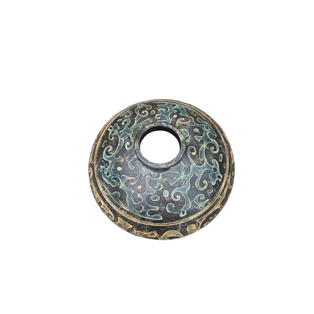 Vintage Chinese Style Studio Pottery Low-Profile Vase For Sale - Image 4 of 6