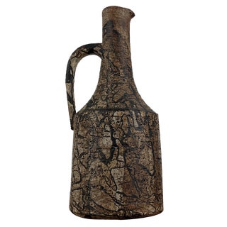 Vintage Brutalist German Studio Pottery Carafe Vase by Gerhard Liebenthron, 1970s For Sale