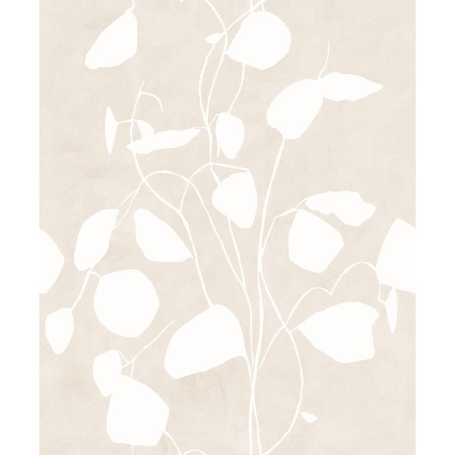 Contemporary Sample - Money Plant Wallpaper by Susan Hable in White on Cream For Sale - Image 3 of 3