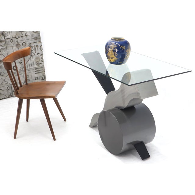 Forged Steel Base Glass Top Console Sofa Table For Sale - Image 12 of 12