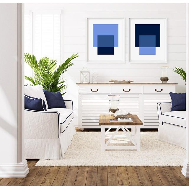 "The Interaction of French Blue and Navy Blue" by Liz Roache (Blue) This Modern, Mid Century, Contemporary Fine Art Print...