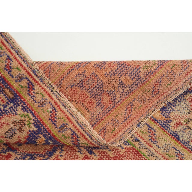 1970s Vintage Turkish Handmade Turkish Wool Cotton Red Area Rug For Sale - Image 9 of 12
