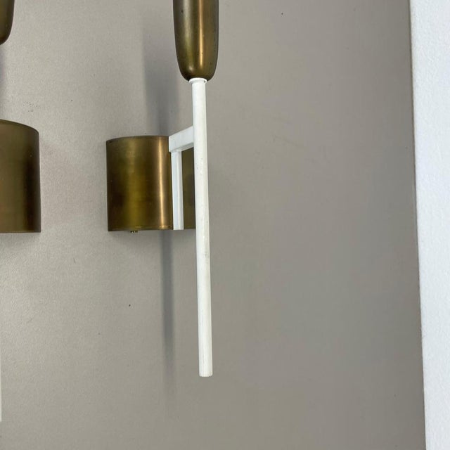 1950s Brass Tube Theatre Wall Light Sconces in the style of Stilnovo, Italy, 1950, Set of 2 For Sale - Image 5 of 16