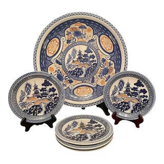 Late 20th Century Japanese Chinoiserie Serving Plates - Set of 6 For Sale