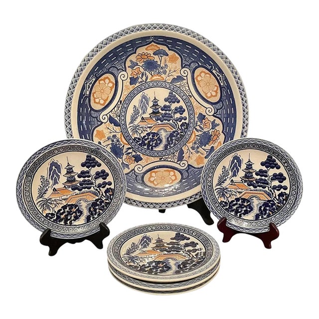 Late 20th Century Japanese Chinoiserie Serving Plates - Set of 6 For Sale