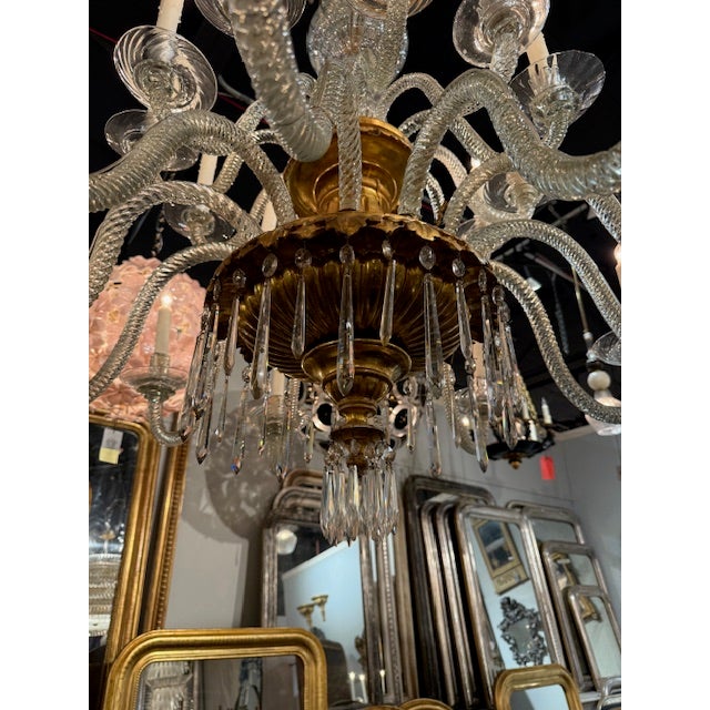 19th Century Venetian Twist Glass Arm and Giltwood Chandelier For Sale - Image 10 of 14