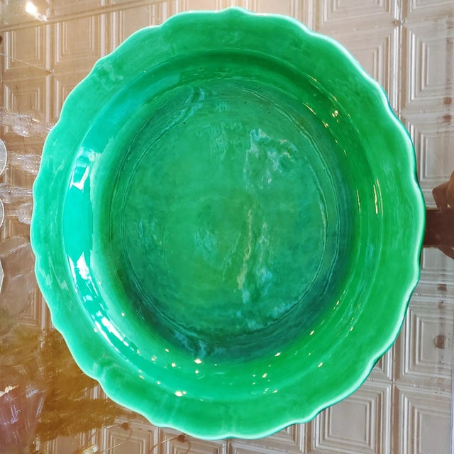 1930s Paul Milet Sèvres Art Deco Era Large Green Glaze Bowl, France For Sale - Image 6 of 9