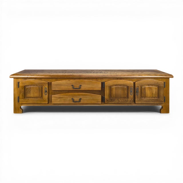 Brown Large Low Sideboard in Oak For Sale - Image 8 of 8