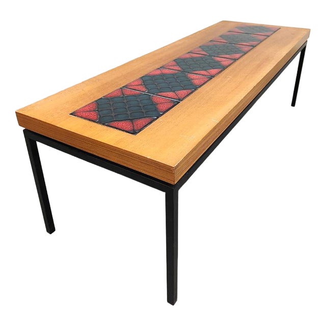 Vintage Coffee Table with Tiles, 1960s For Sale
