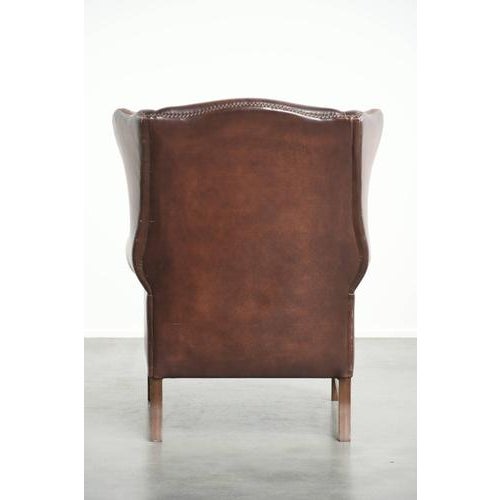 English Cowhide Wing Armchair For Sale - Image 4 of 12