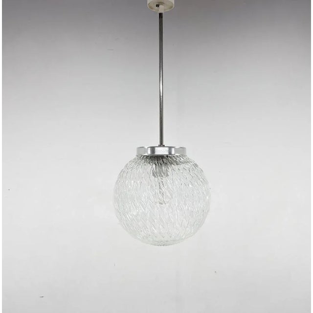 Mid-Century Czechoslovakian Clear Glass Ball Pendant Light, 1970s For Sale - Image 10 of 10