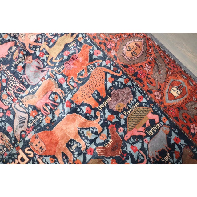 Crazy Animal Motif South Persian Pictorial Rug rug no.j4766 For Sale - Image 10 of 15