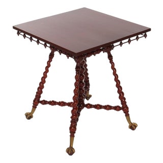 Antique Rj Horner Cherry Twist Leg Lamp Table C1920 For Sale