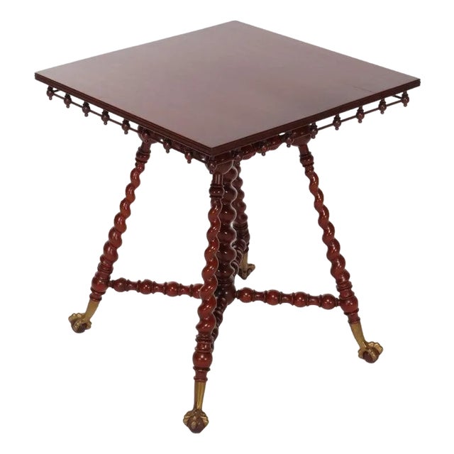 Antique Rj Horner Cherry Twist Leg Lamp Table C1920 For Sale