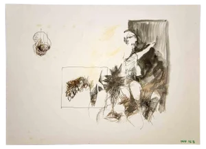 Leo Guida, Interior Scene, Original Drawing, 1970s