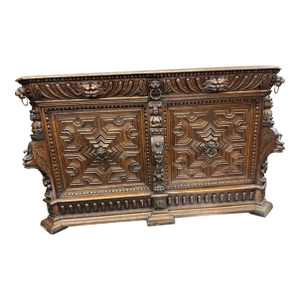 Antique Renaissance Revival Carved Oak Sideboard