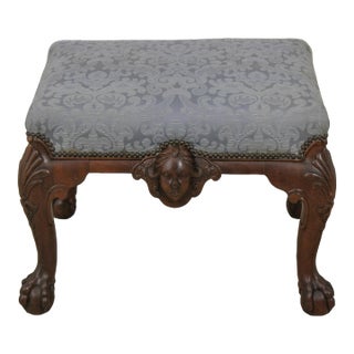 Baker Ball & Claw Foot Mahogany Ottoman or Stool For Sale