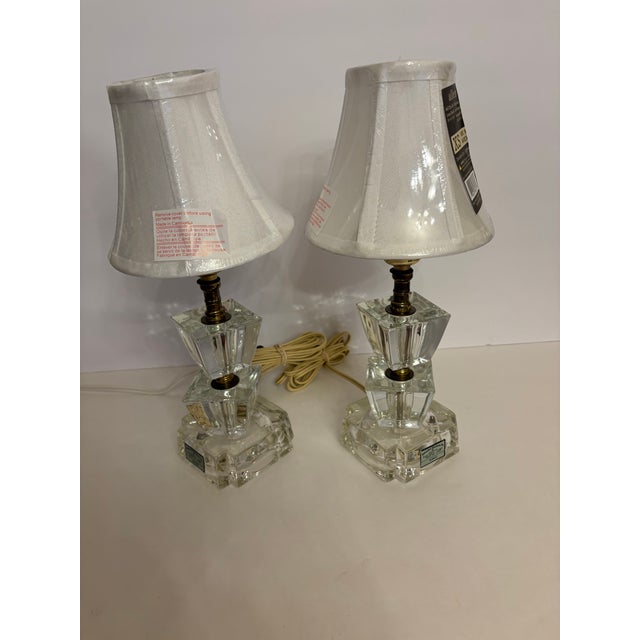 1940s 1940s Art Deco Crystal Boudoir Lamps - A Pair For Sale - Image 5 of 5