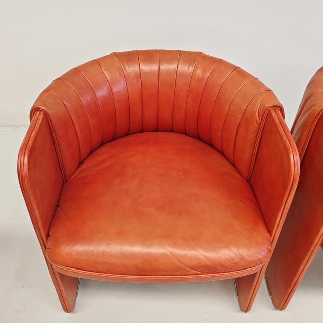 Leather Dinette Tub Chairs by Luigi Massoni for Poltrona Frau, 1970s, Set of 2 For Sale - Image 18 of 18
