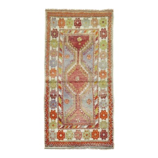 Colorful Vintage Turkish Anatolian Throw Rug For Sale