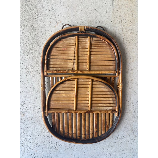 1950s Vintage Burnt Bamboo Folding Wall Shelf, Italian Riviera Franco Albini Style For Sale - Image 5 of 7