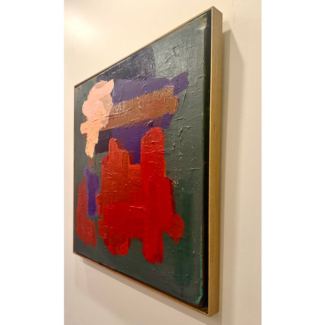 Reminiscent of Frankenthaler, Motherwell, and Morrison, the abstract oil and acrylic on canvas painting, titled #43, is an...