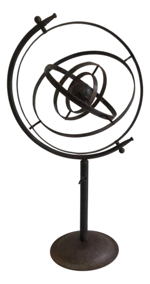 1950s Iron Armillary or Rotating Sphere on Metal Base