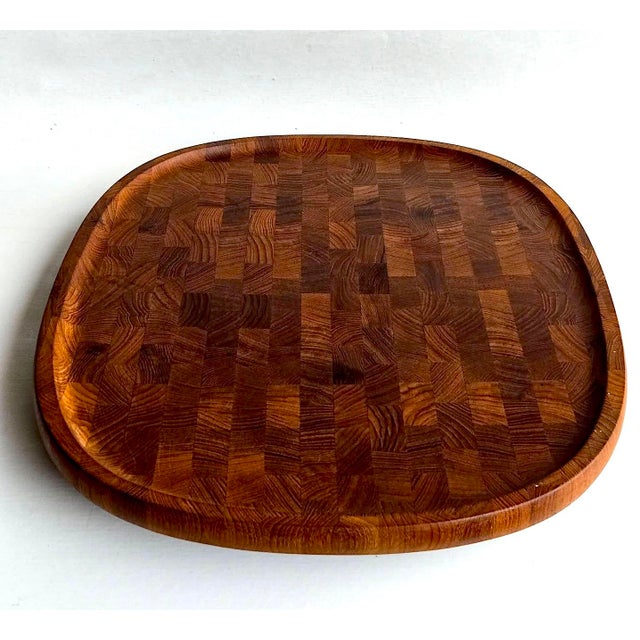 Chestnut Vintage Extra Large Dansk Staved Teak Wood Charcuterie Board Designed by Jens H. Quistgaard For Sale - Image 8 of 14