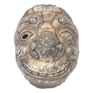Peruvian Repousse Silver Mask For Sale