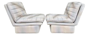 Pair of Channeled Slipper Chairs by Bernhardt Flair Division From 80's