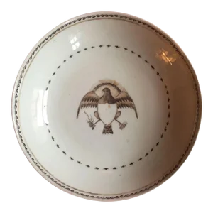1800 - 1810 Chinese Export Porcelain Saucer Plate with American Federal Eagle