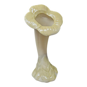 Vintage Belleek Sunflower Vase 7-1/2" - 1955 - 1965 - Ireland - Bone China - White With Yellow