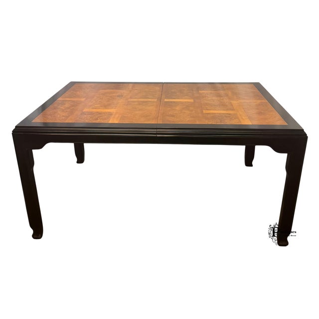 Vintage Century Raymond Sobota Chin Hua Collection Chinoiserie Style Burl & Black Lacquer Dining Table For Sale - Image 11 of 12
