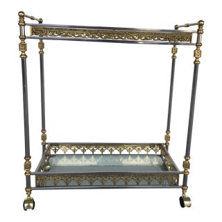Modern and Classic Italian Brass & Glass Bar Cart For Sale