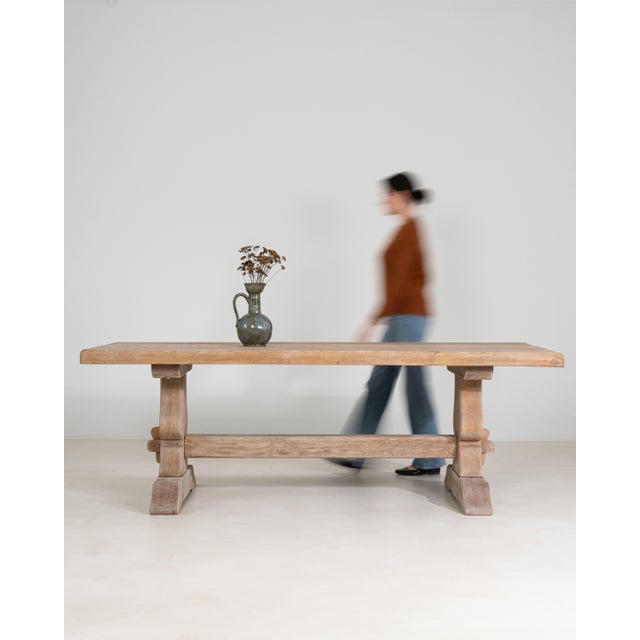 Oak Trestle Dining Table For Sale In Greensboro - Image 6 of 15