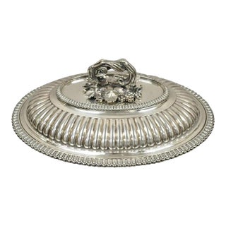 Antique Elkington Co English Regency Silver Plated Covered Serving Dish Platter For Sale