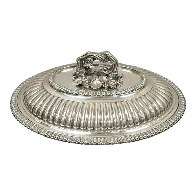 Antique Elkington Co English Regency Silver Plated Covered Serving Dish Platter For Sale