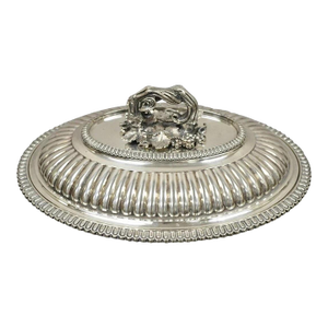 Antique Elkington Co English Regency Silver Plated Covered Serving Dish Platter