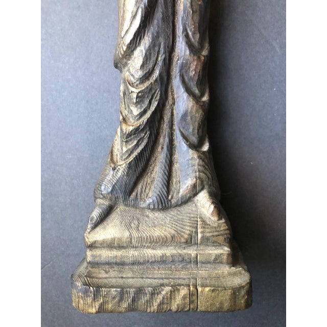 Vintage Carved Wood Mother & Child Sculpture Wall Hanging For Sale - Image 4 of 7