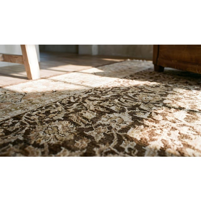 1890s Brown Earth Tone Herati Antique Persian Sultanabad Rug 12' X 15'6" Handknotted Wool Carpet For Sale - Image 10 of 10