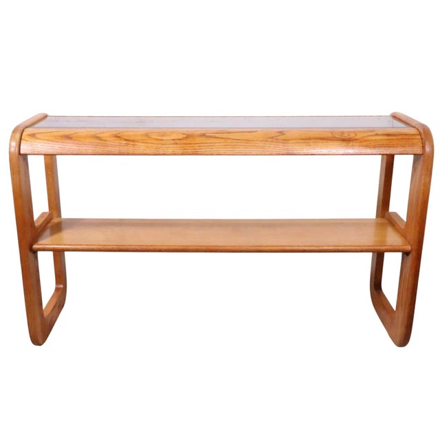 Mid 20th Century Mod Lou Hodges Oak and Glass Console Table For Sale - Image 16 of 18