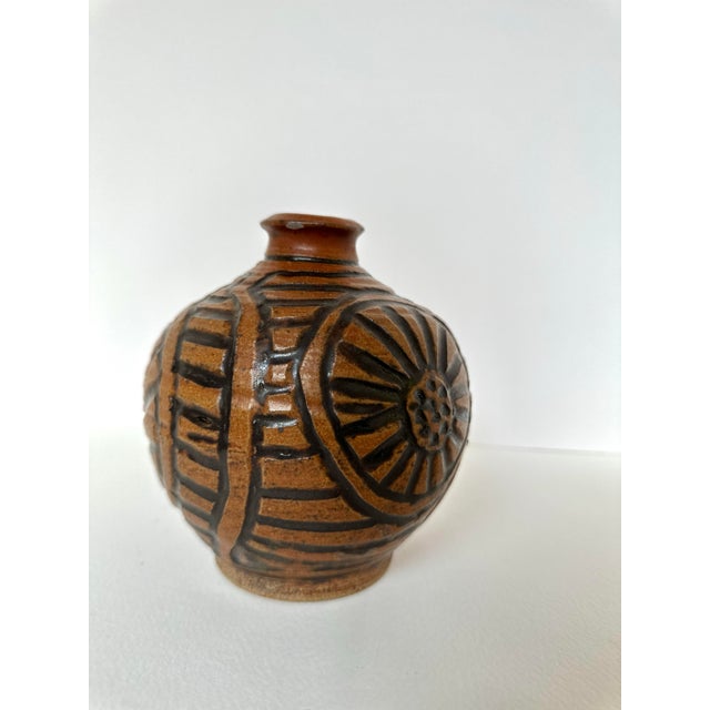 Mid 20th Century Mid-Century Graphic Pottery Vessel For Sale - Image 5 of 7
