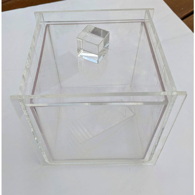 Transparent Vintage Lucite Champagne Cooler Ice Bucket With Insert and Lucite Tongs For Sale - Image 8 of 12