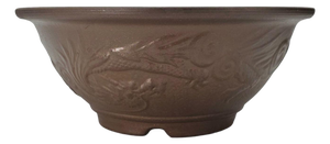 Japanese Tokoname Style Dragon Relief Bonsai Pot 13.5"